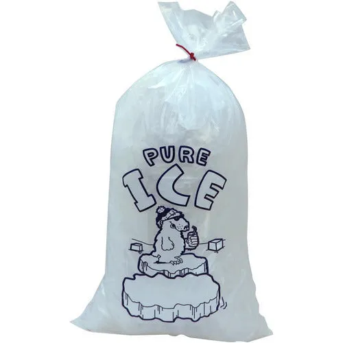 10 lb. Plastic Ice Bags & Ties - "PURE ICE" Polar Bear - 1000/case