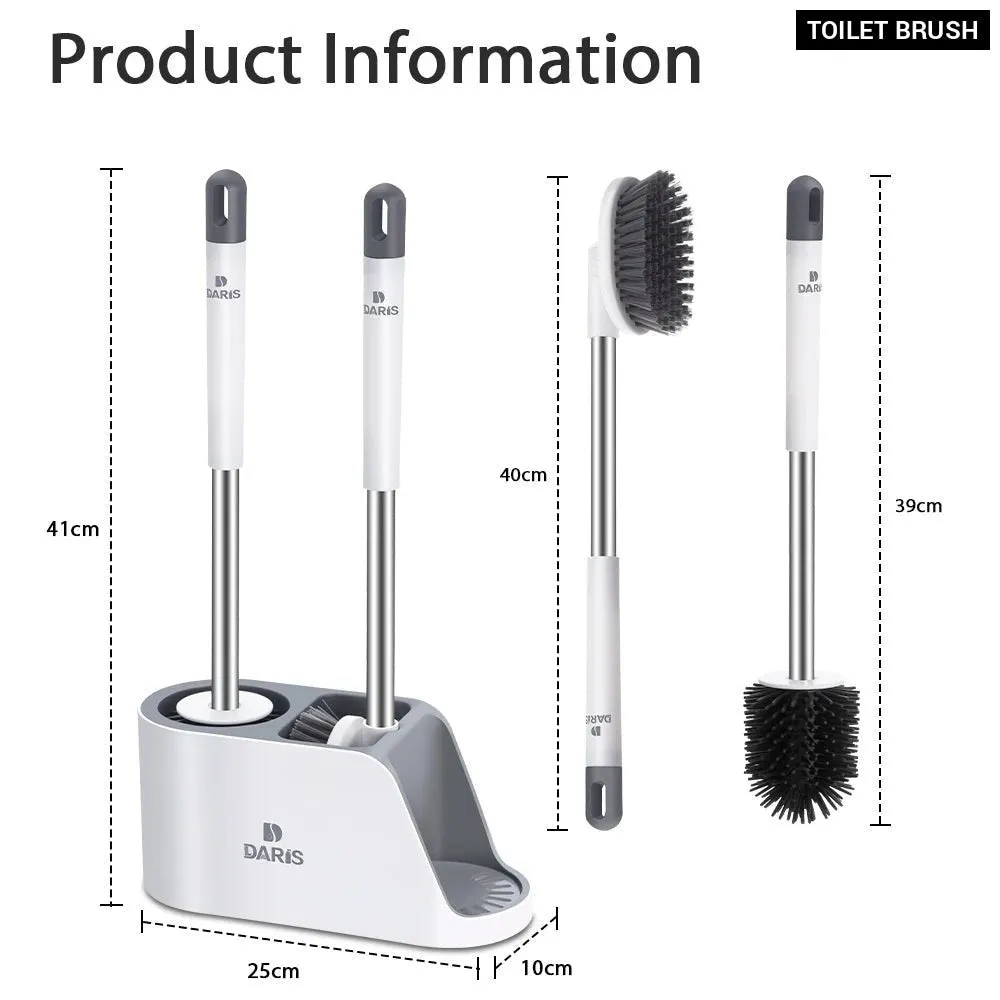 2 in 1 Wall-mounted Soft Bristle and Silicone Toilet Brush Set