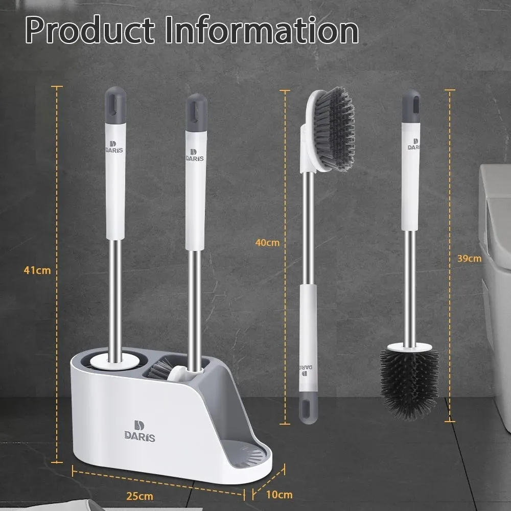 2 in 1 Wall-mounted Soft Bristle and Silicone Toilet Brush Set