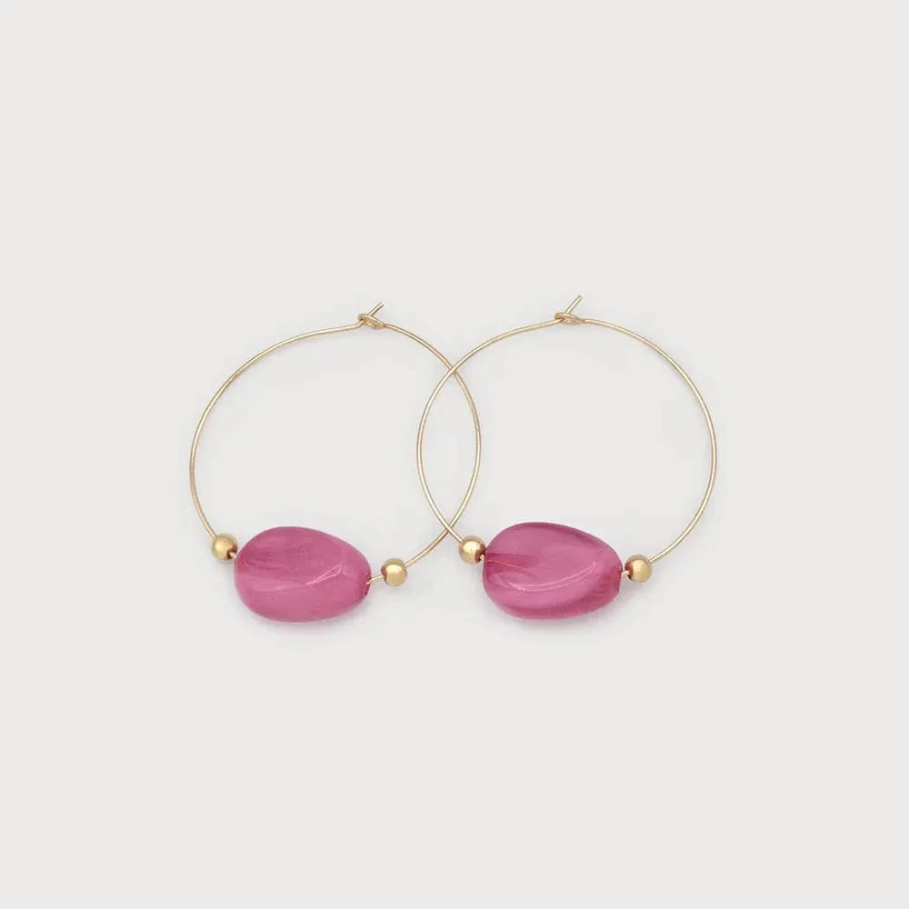 Caracol Hoops With Metal Coloured Stone-2715