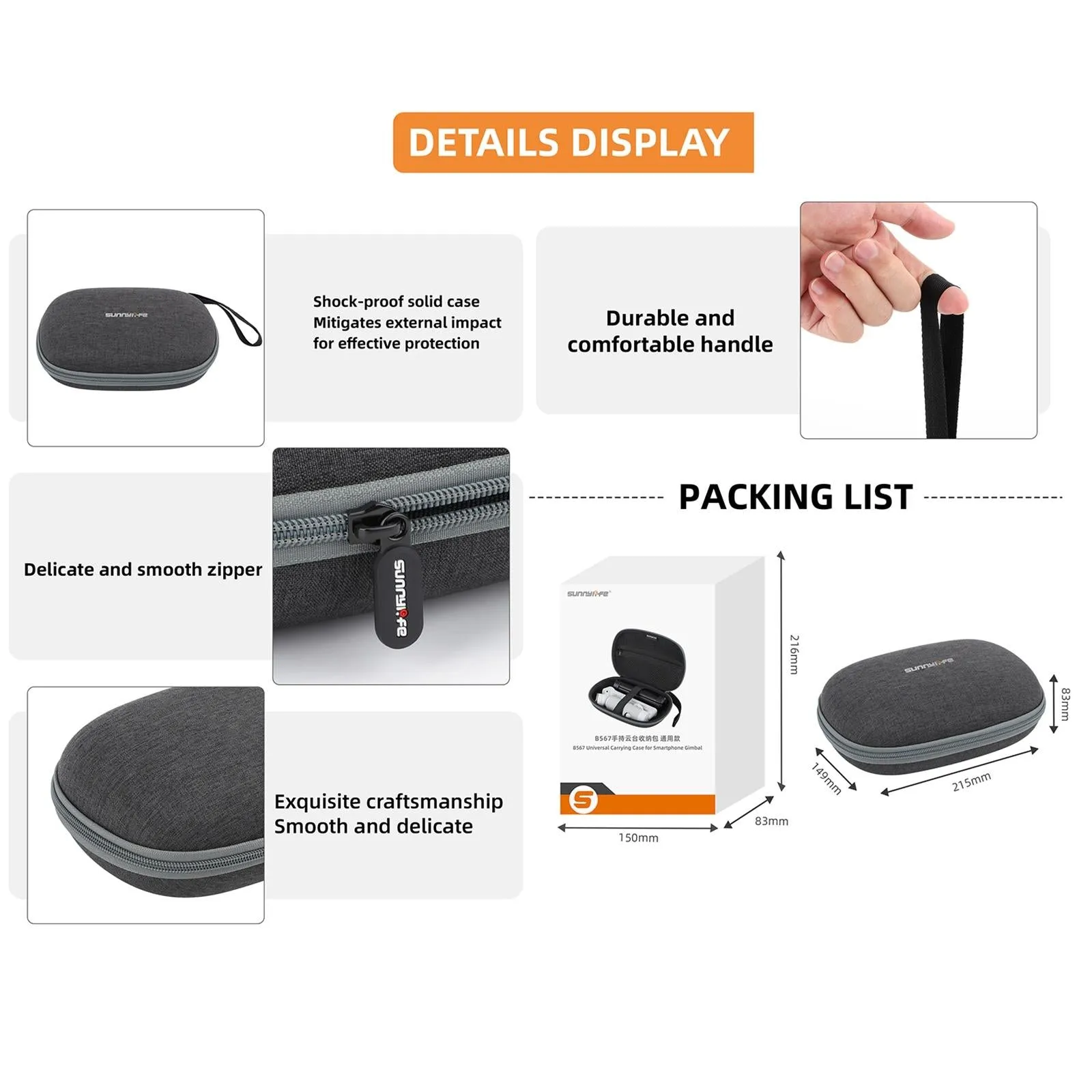 Compact Storage Bag for Insta360 Flow Zhiyun and Feiyu