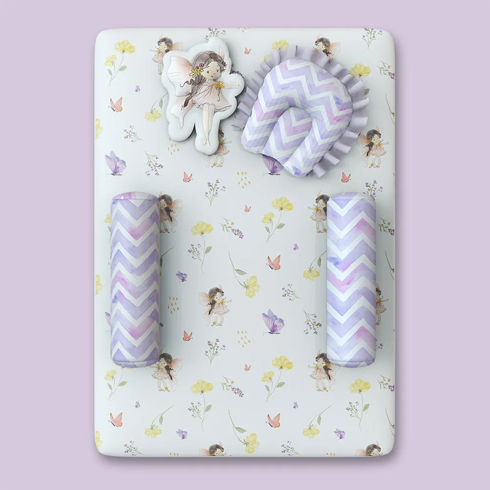 Fancy Fluff 6 PC Organic New Born Bed Set - Pixie Dust
