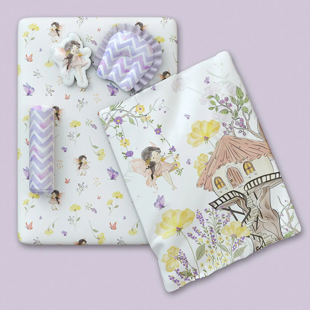 Fancy Fluff 6 PC Organic New Born Bed Set - Pixie Dust