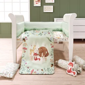 Fancy Fluff 7 Pc Organic Baby Cot Bedding Set -  Woodland