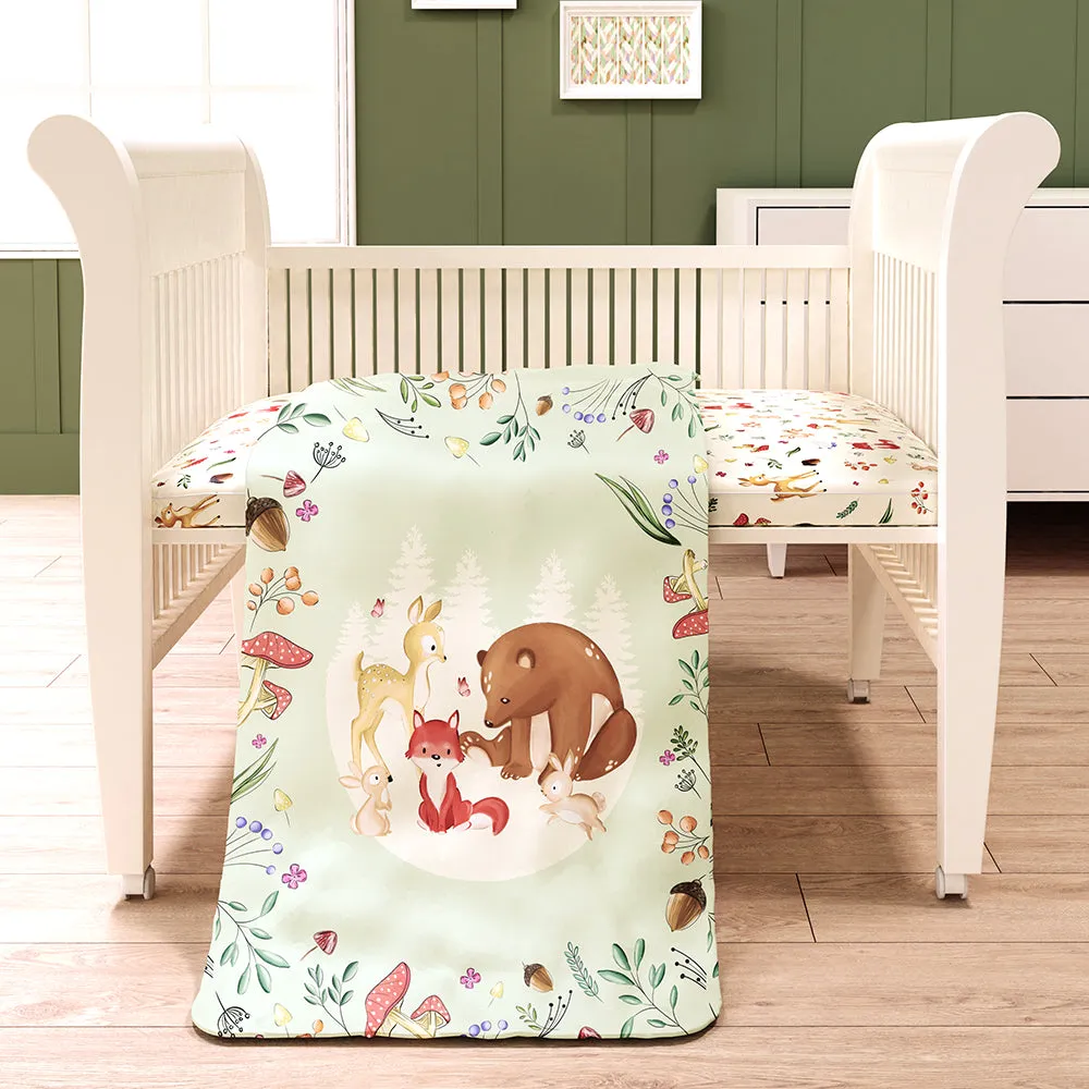 Fancy Fluff 7 Pc Organic Baby Cot Bedding Set -  Woodland