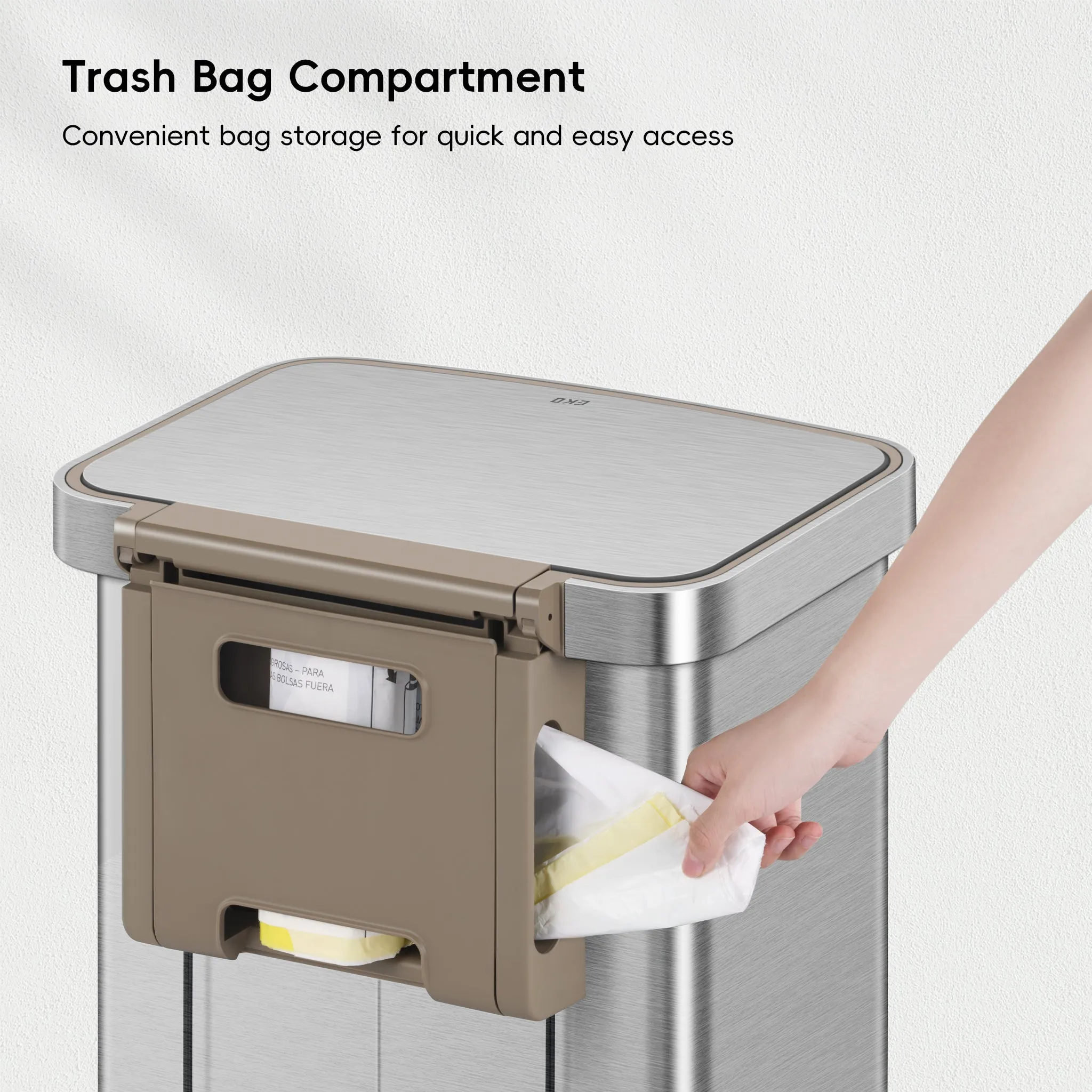 Hudson 75L / 19.8 Gal Step Can with Bag Compartment - Stainless Steel