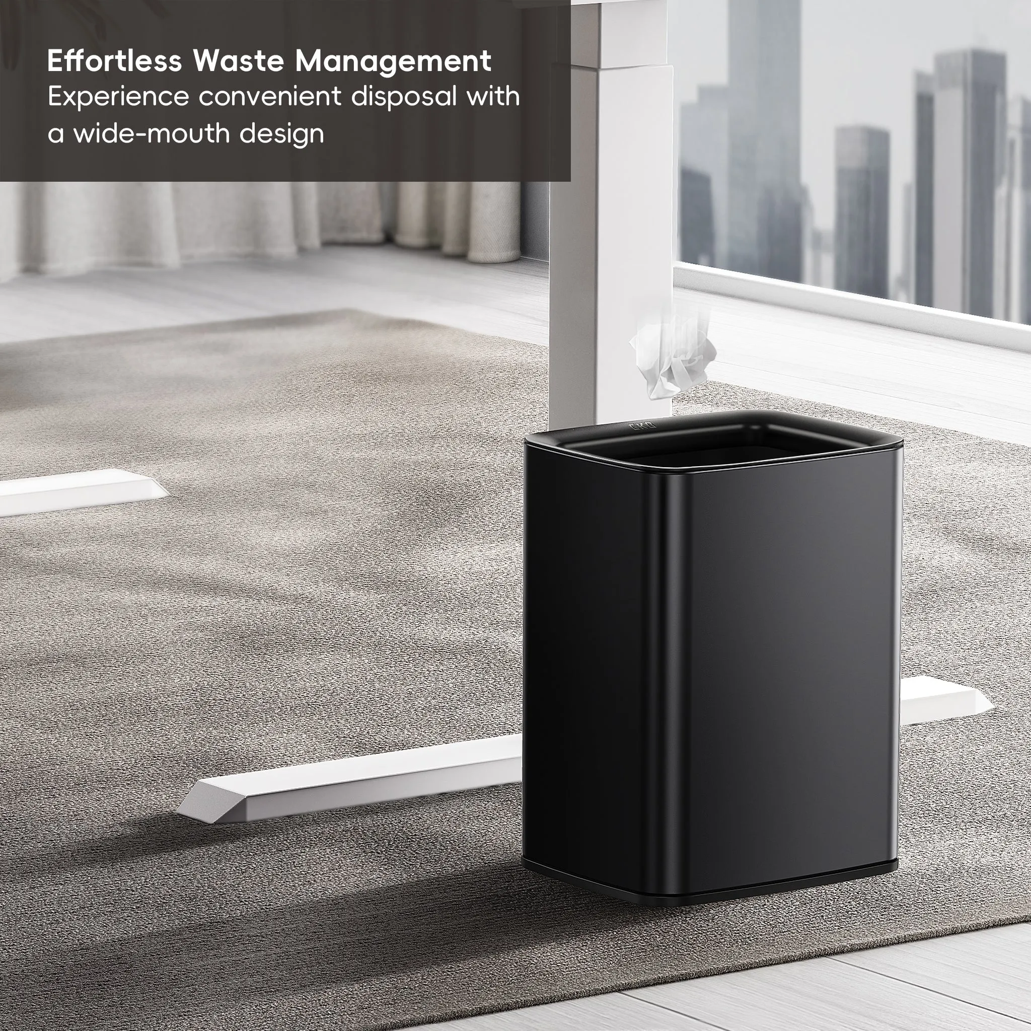 Laguna 2.6 Gallon/10L Open Top Trash Can with Removable Inner Basket,Matte Black