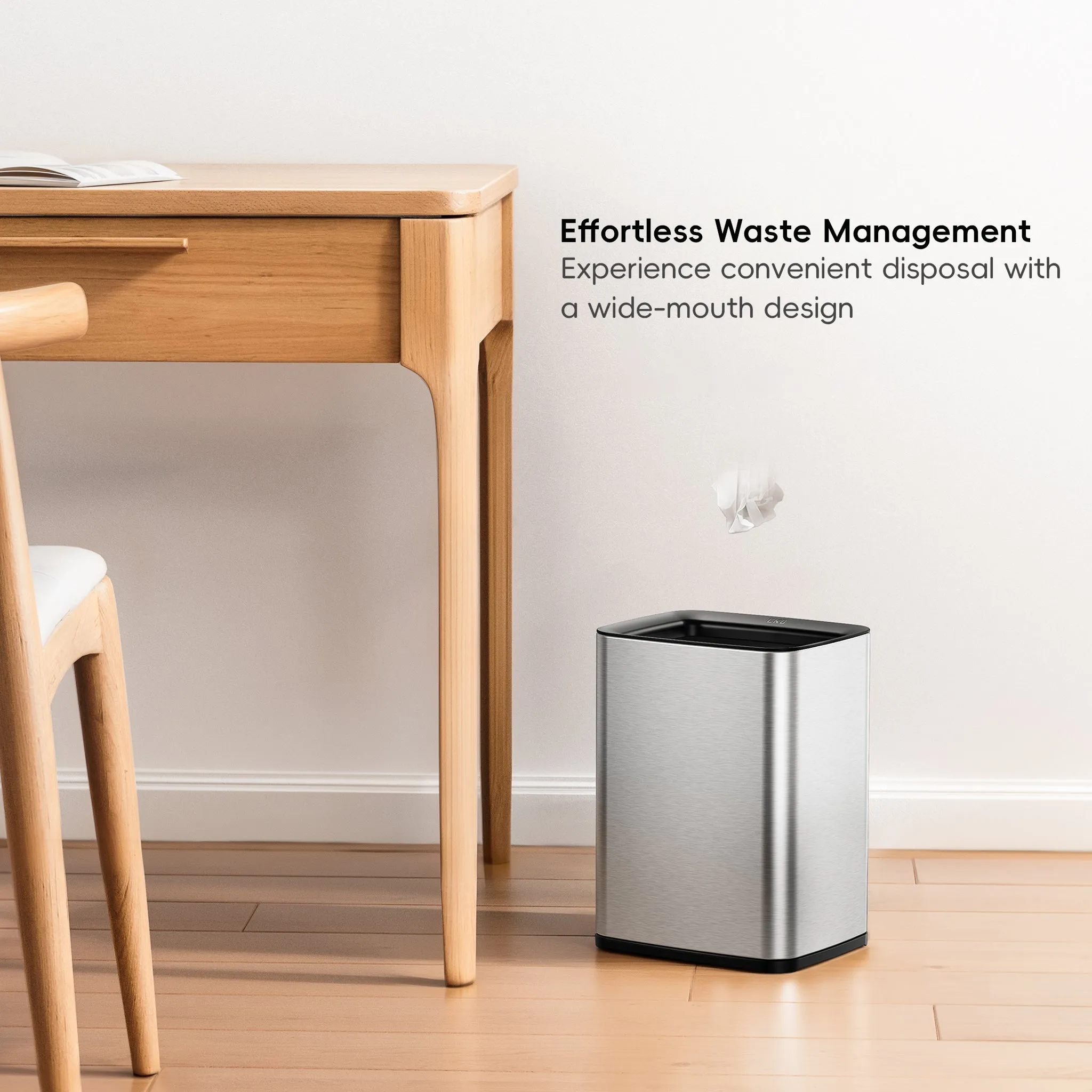 Laguna 2.6 Gallon/10L Open Top Trash Can with Removable Inner Basket,Matte Stainless Steel
