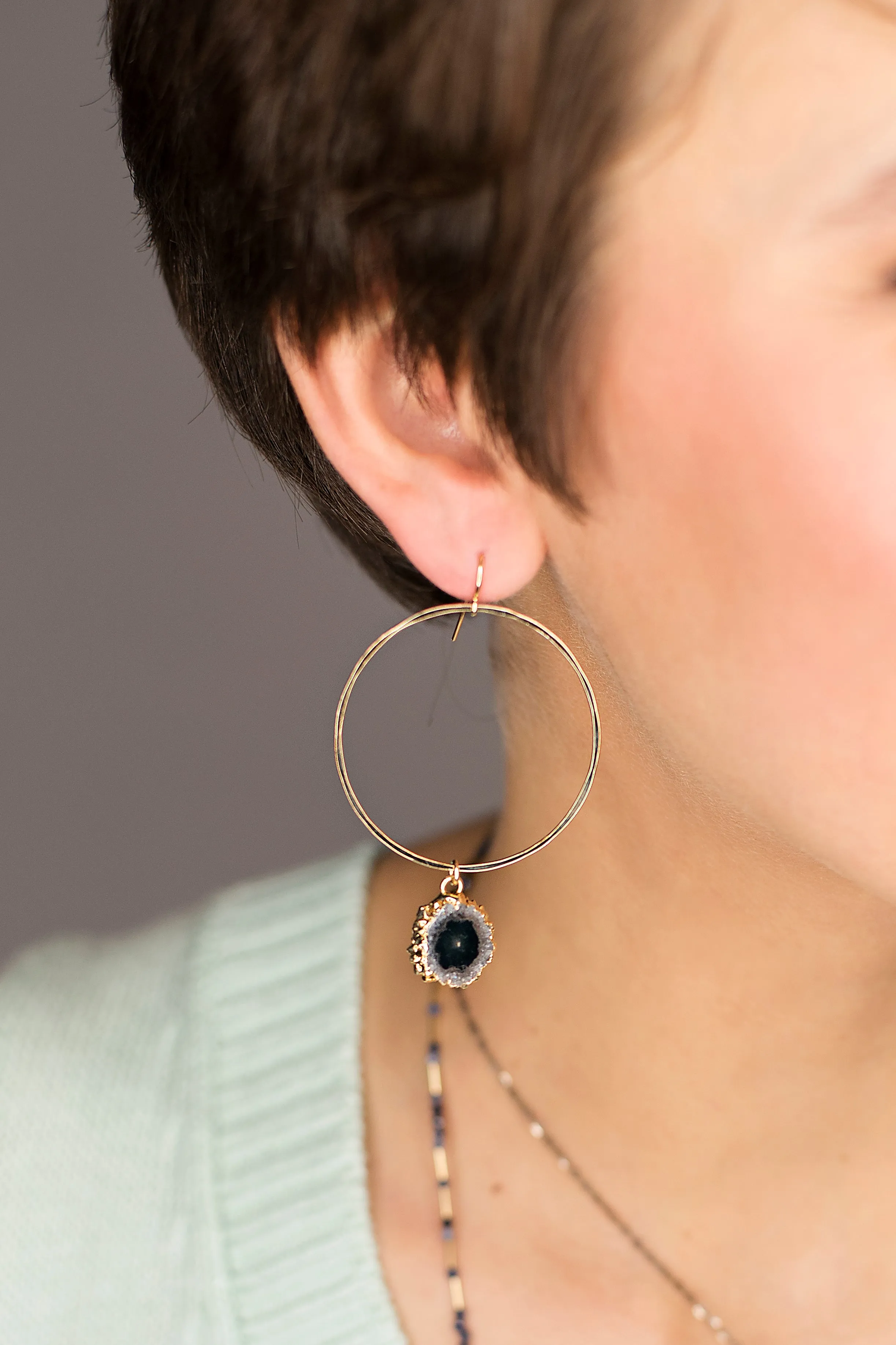 Stalactite Hammered Gold Hoop Earrings