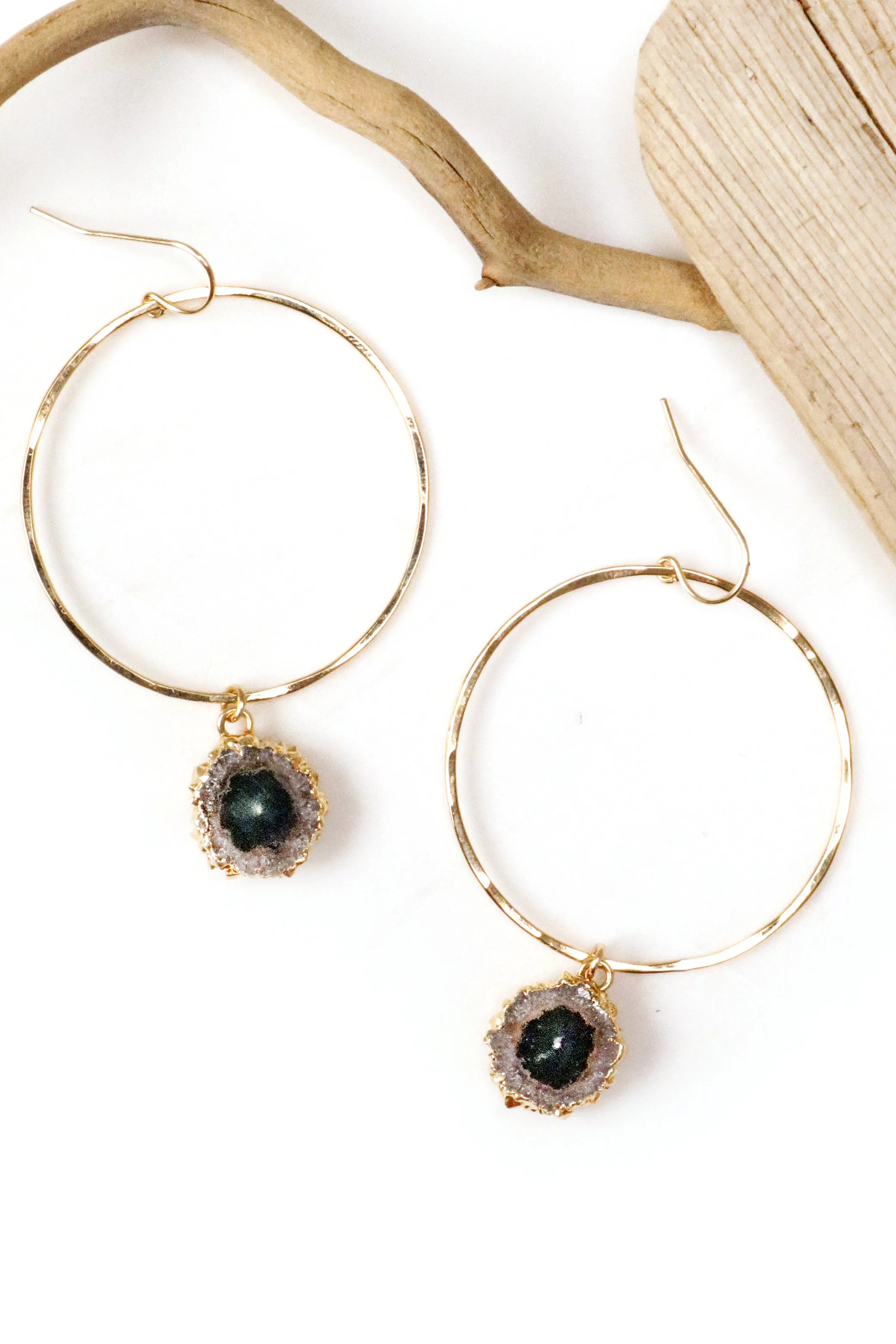 Stalactite Hammered Gold Hoop Earrings