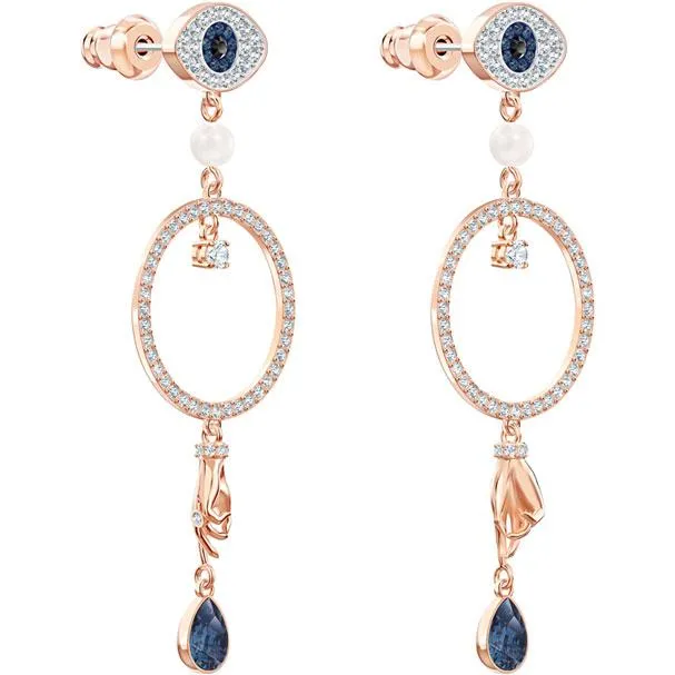 Swarovski Symbolic Hoop Pierced Earrings, Multi-colored, Rose-gold Tone Plated 5500642