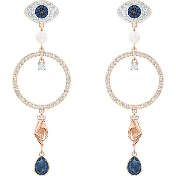 Swarovski Symbolic Hoop Pierced Earrings, Multi-colored, Rose-gold Tone Plated 5500642