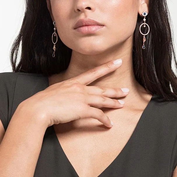 Swarovski Symbolic Hoop Pierced Earrings, Multi-colored, Rose-gold Tone Plated 5500642